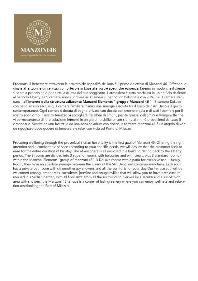 Manzoni 46 - Ospitalita Siciliana Bed & Breakfast Milazzo Eksteriør bilde